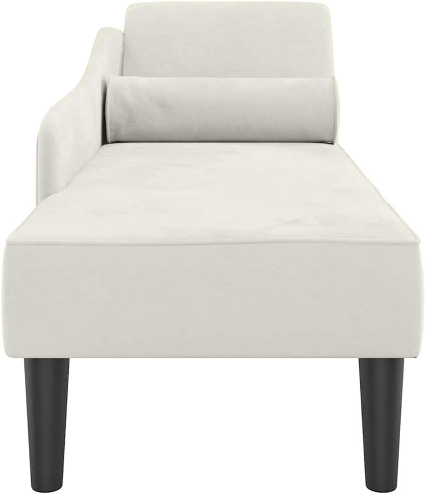 Chaise Longue – Lounge Sofa – Divan – Loungestoel – Zithoek Bank – Velvet Creme – Compact Formaat – Zacht Luxe Zitcomfort