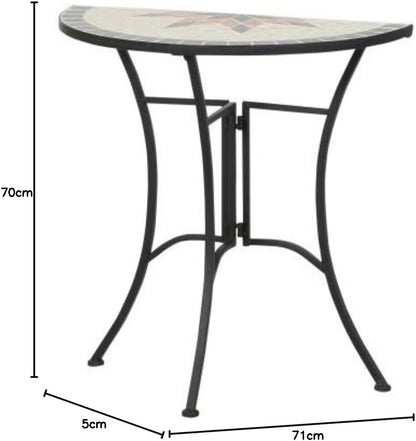 Siena Garden Tafel Stella, 35,5 x 70 x 71,5 cm, frame: staal, gepoedercoat in mat zwart, oppervlak: mozaïek, tafelblad: keramiek