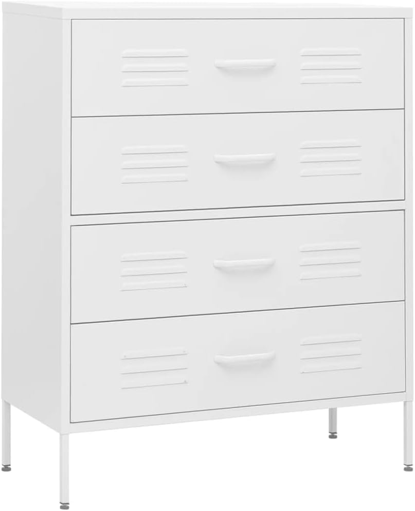 vidaXL Chest of drawers 80x35x101,5cm steel white