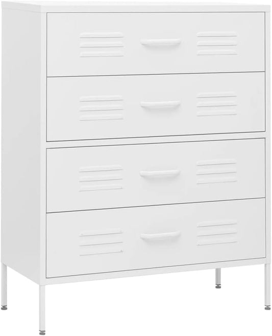 vidaXL Chest of drawers 80x35x101,5cm steel white
