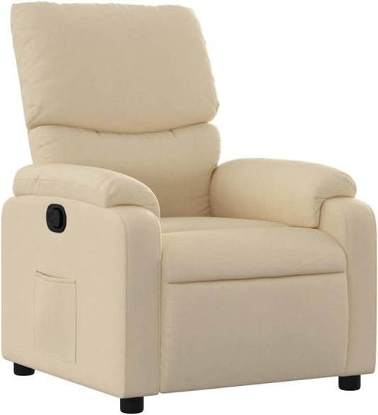 vidaXL Tilting Chair, Recliner Chair with Footrest, Seat with Backrest and Armrests, Living Room, Modern, Cream