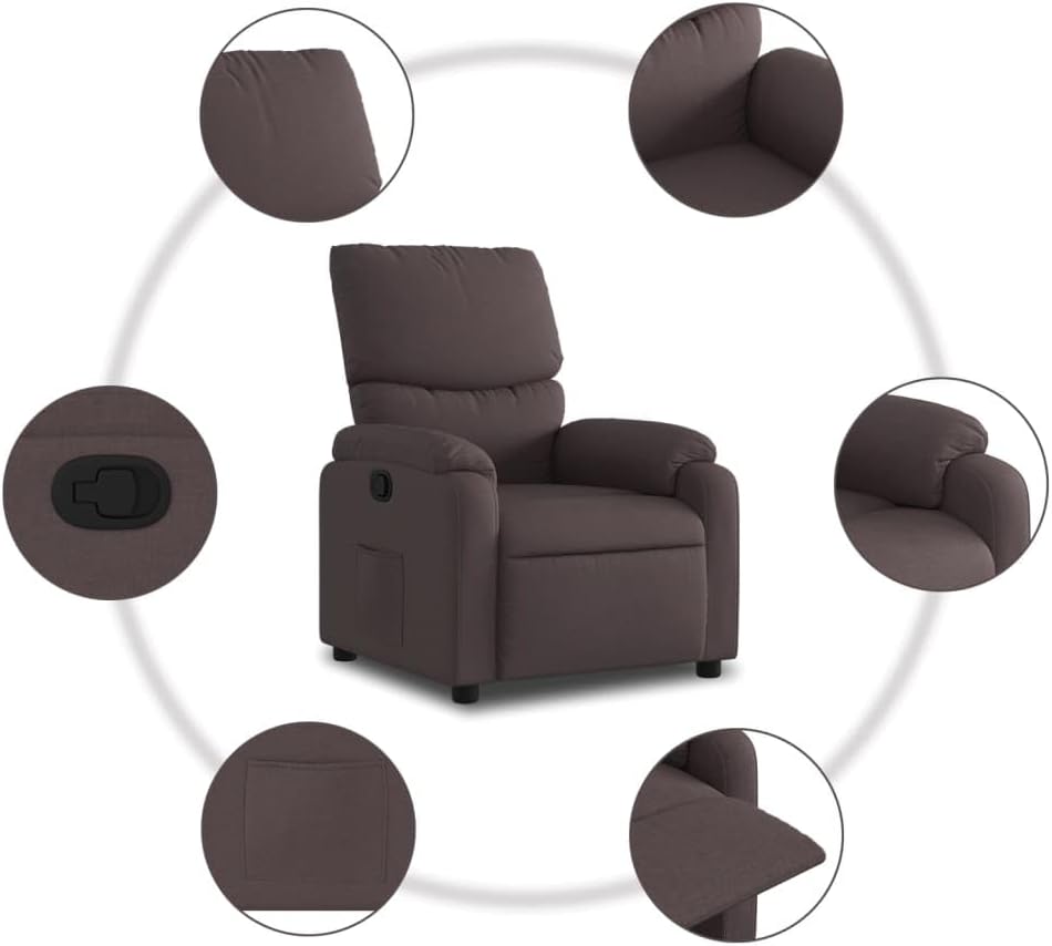 vidaXL Armchair adjustable fabric dark brown, recliner chair, recliner chair, armchair, armchair, lazy chair, tv chair, stand chair, recliner chair