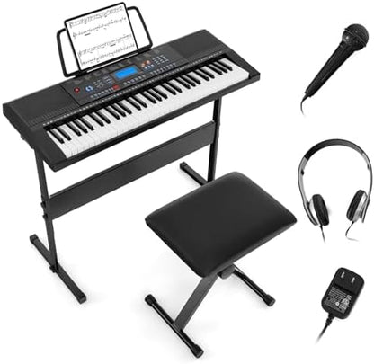Keyboard piano 61 toetsen – Elektronisch keyboard – Digitale piano – Keyboardset – Muziekkeyboard – 300 tonen, 300 ritmes en 50 demo's – 3 leermodi