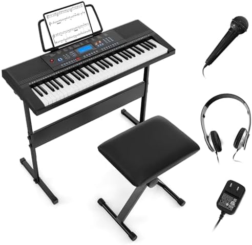 Keyboard piano 61 toetsen – Elektronisch keyboard – Digitale piano – Keyboardset – Muziekkeyboard – 300 tonen, 300 ritmes en 50 demo's – 3 leermodi