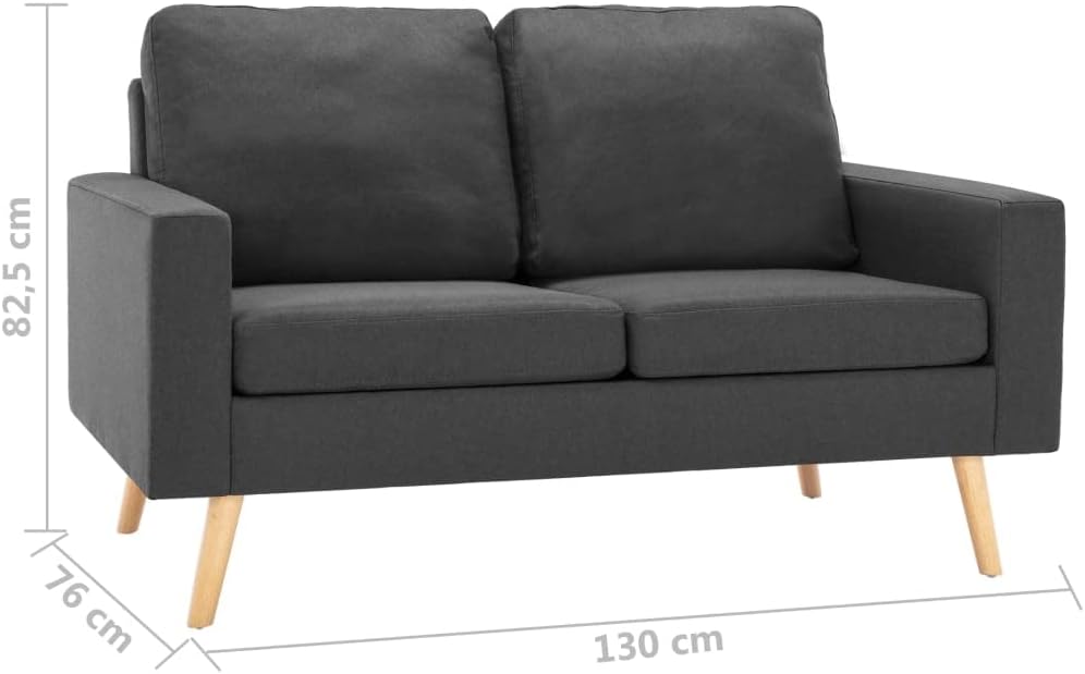 vidaXL Two-seater sofa fabric dark grey - QUORE