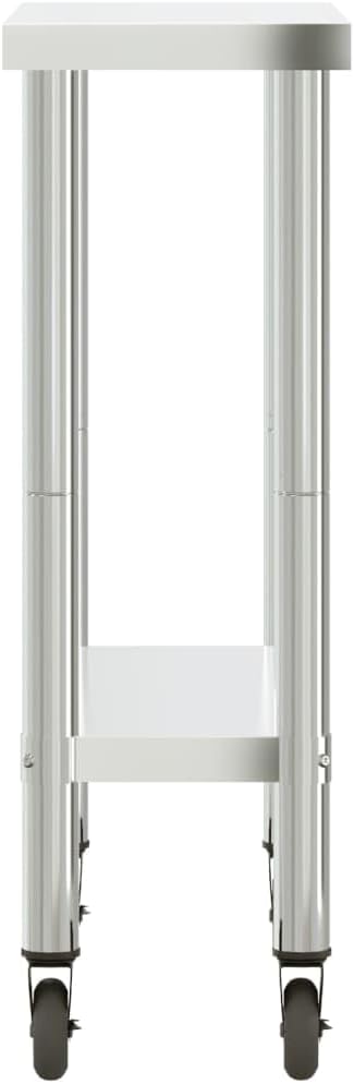 vidaXL Keukenwerktafel met wielen 82,5x30x85 cm roestvrij staal, werktafel keuken, keuken werktafel, keuken werk tafel, werkbank keuken