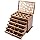 OUKANING 6 Layers Jewelry Box Wooden Vintage Jewelry Box with Drawers, High Quality Hinges and Refined Handles, Freestanding Jewelry Box, Gift (Brown) - QUORE