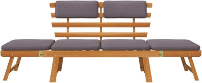 vidaXL Lounger with cushion 2-in-1 190 cm solid acacia wood