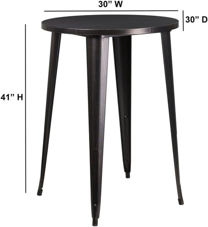 Flash Furniture Ronde tafel voor binnen-buiten, metaal, zwart/antiek goud, 101,6 x 77,47 x 12,7 cm