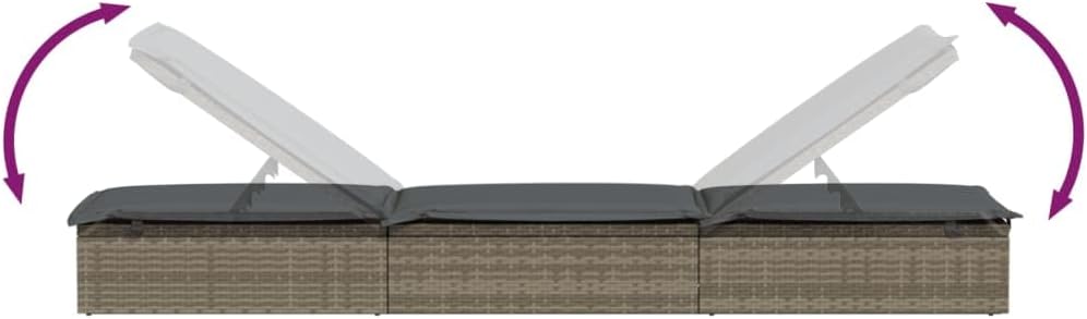 vidaXL Sunbeds 2 pcs with table poly rattan gray, garden chair, sun lounger, lounge chair, lounge chair, relax chair, sunbed, sunbed garden, sun lounger garden - QUORE