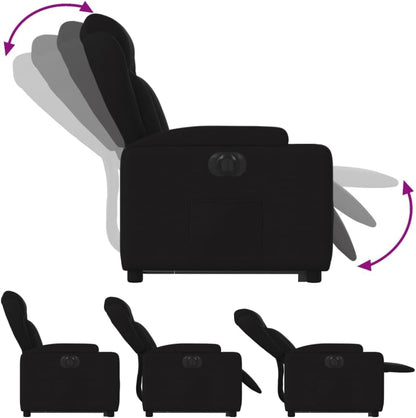 Relaxstoel Met Opstahulp – Elektrische Relaxstoel – TV-Stoel – Ligstoel – Zetel – Elektrisch Kantelsysteem – Zwarte Stof – Elektrische Ligfunctie