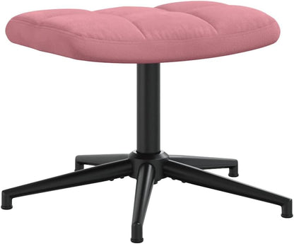 Relaxstoel Met Poef – Tv-Stoel – Ligstoel – Fauteuil – Slaapkamerstoel – Roze Fluweel – 360 Graden Draaibaar – Comfortabel Schuimrubber