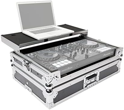 DJ Controllercase Zwart – Flightcase – Controllerkoffer – Transportcase – Werkstation – 9 mm Vinylgelamineerd Multiplex – Afneembaar Schuivend Laptopplatform