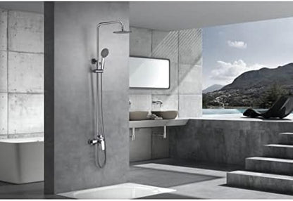 Doucheset – Douchekolom – Regendouche – Handdouche – Douchestang – Verstelbare Hoogte 95-132 cm – Chroom Roestvrij Staal