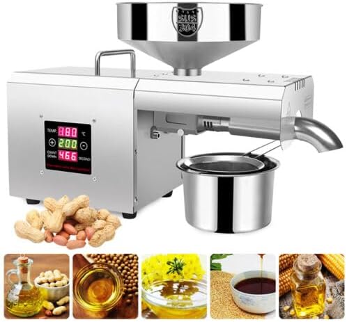 Stainless Steel Oil Press for Oil Extraction, Automatic Oil Press for Most Oil Plants, 220V, 750W - QUORE