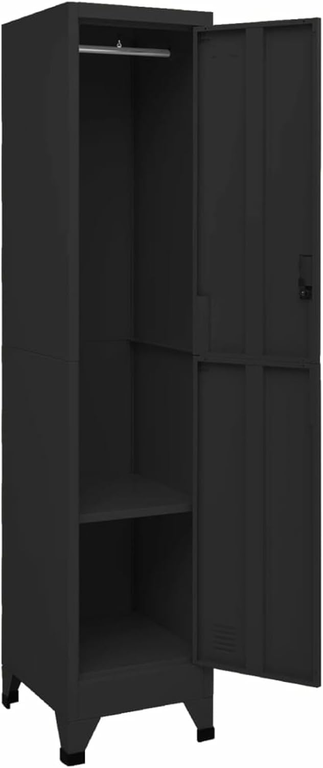 Safe Box Black 38x45x180cm Steel,Worker Lockers,Metal Locker,Thin Storage Cabinet - QUORE