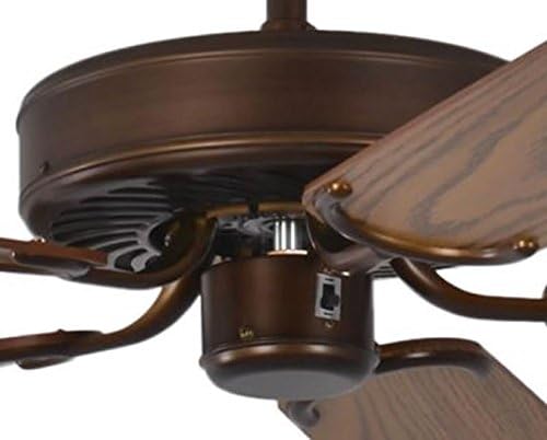 Pepeo Potkuri, plafondventilator zonder verlichting, behuizing brons antiek, omkeerbare vleugels eiken of eiken met rotaninzetstuk, 132 cm, voor ruimtes tot 25 m132