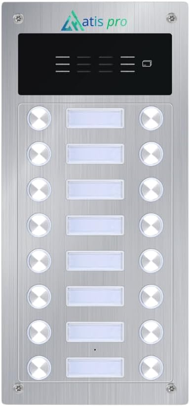 Deurintercom, 2 draden, Vandaalbeveiliging, met RFID-lezer, compleet met telefoons, stroomvoorziening | zeer eenvoudig te installeren. Installatie of oppervlak (16 appartementen)