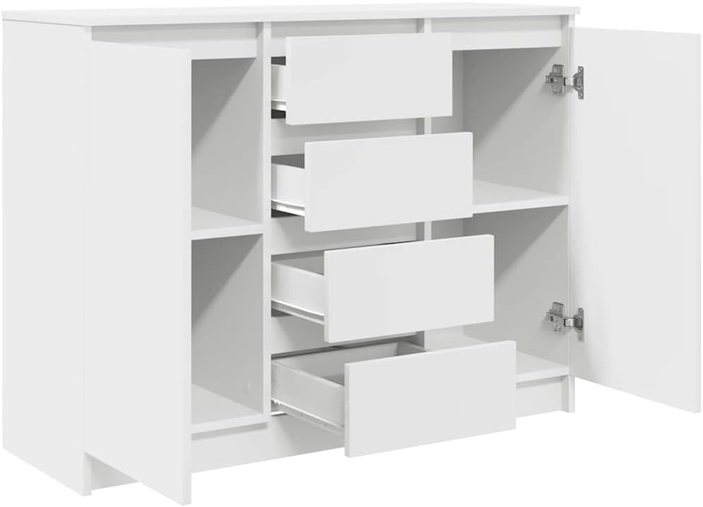 vidaXL Dressoir met lades 100,5x35x76 cm spaanplaat wit, opbergkast, dressoirkast, gangkast, buffetkast, keukenopbergkast, woonkamer opbergkast