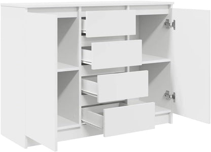 vidaXL Dressoir met lades 100,5x35x76 cm spaanplaat wit, opbergkast, dressoirkast, gangkast, buffetkast, keukenopbergkast, woonkamer opbergkast