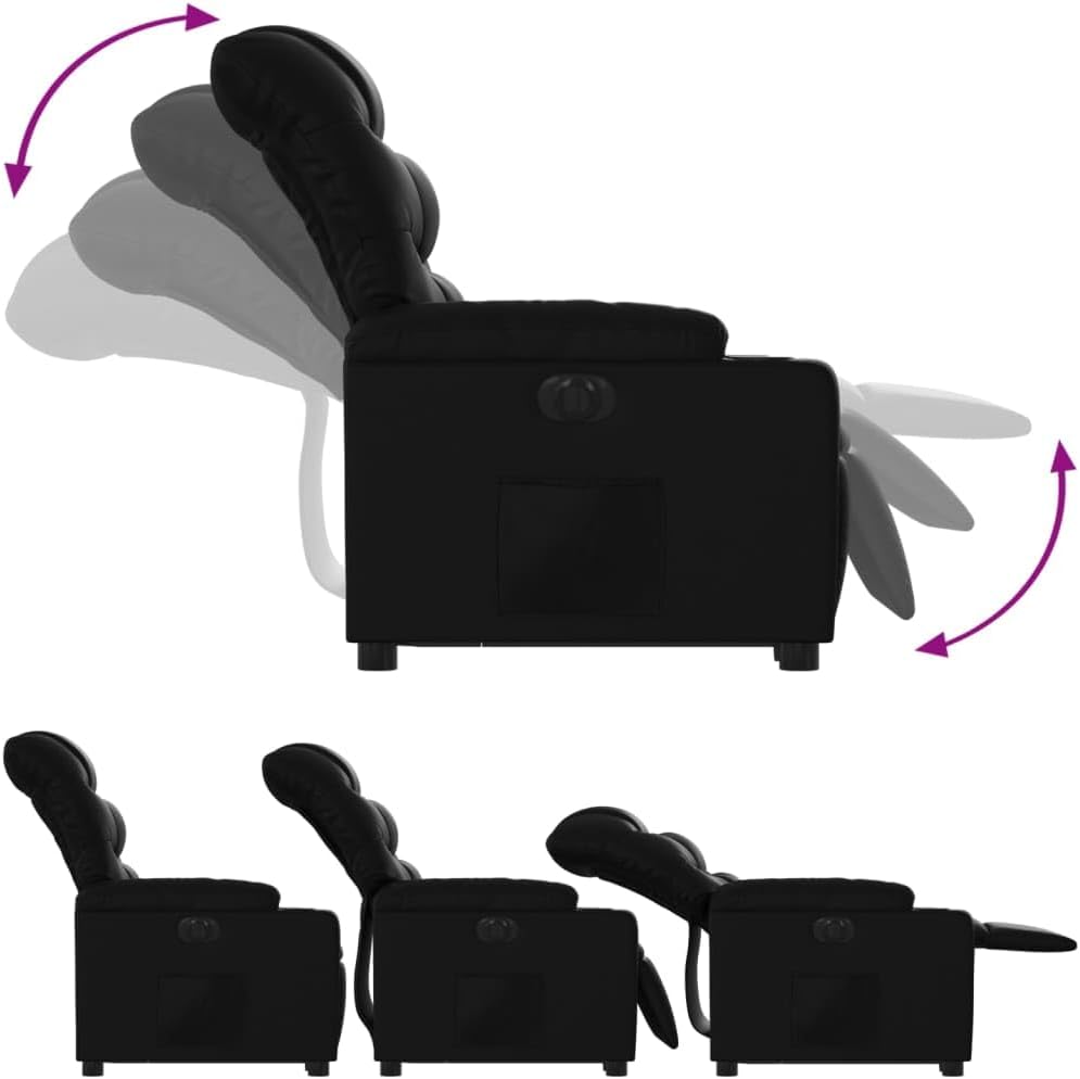 Relaxstoel met Opstahulp – Elektrische Relaxstoel – Tv-stoel – Ligstoel – Relaxfauteuil – Verstelbare Ligfunctie 135° – Zwart Kunstleer