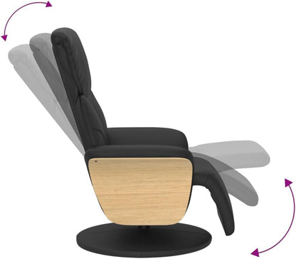 Relaxstoel – Fauteuil – TV-Stoel – Ligstoel – Loungestoel – 360° Draaibaar – Verstelbare Rugleuning 105-125° – Zwart Kunstleer