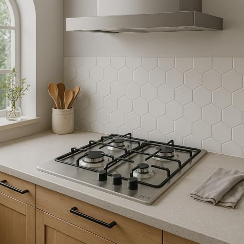 Gaskookplaat – Gasfornuis – Kookplaat – Gaspitten – Gaskooktoestel – 3 Gasbranders – Geïntegreerde Elektrische Ontsteking – Veiligheidsventielen – 58 cm – 6,25 kW