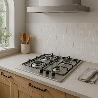 Gaskookplaat – Gasfornuis – Kookplaat – Gaspitten – Gaskooktoestel – 3 Gasbranders – Geïntegreerde Elektrische Ontsteking – Veiligheidsventielen – 58 cm – 6,25 kW