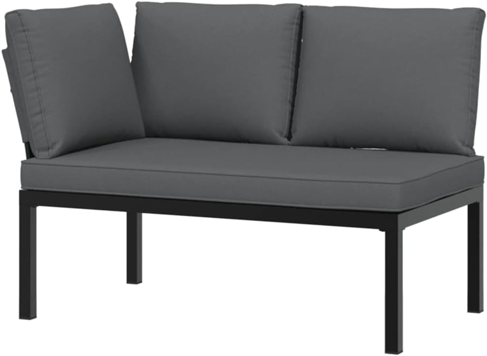 vidaXL Garden bench with cushions aluminum black - QUORE