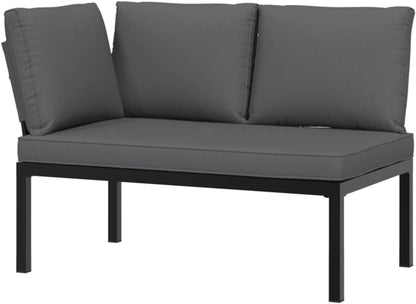 vidaXL Garden bench with cushions aluminum black - QUORE