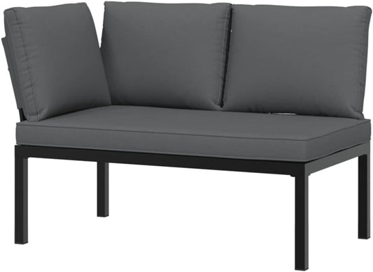 vidaXL Garden bench with cushions aluminum black - QUORE
