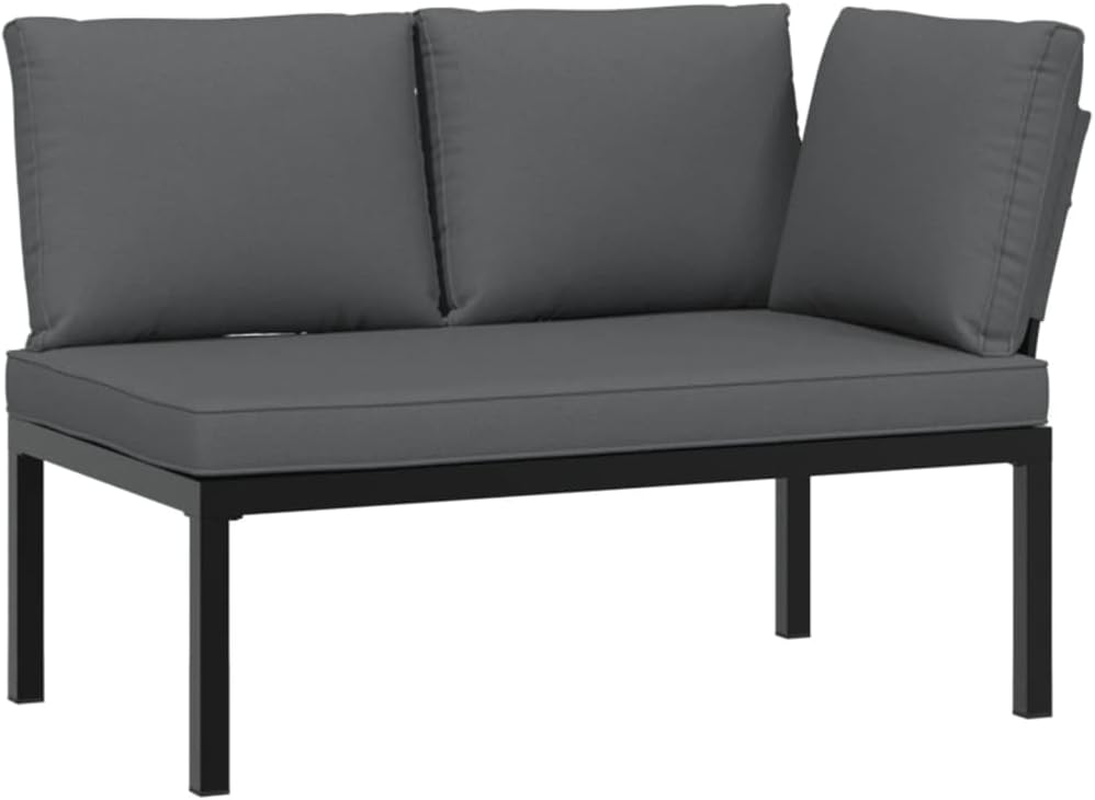 Garden Bench Made of Black Aluminium with Anthracite Cushion for Outdoors, Robust and Durable Structure for Patio or Patio, Comfortable Seat with Thick Cover and Cover - QUORE