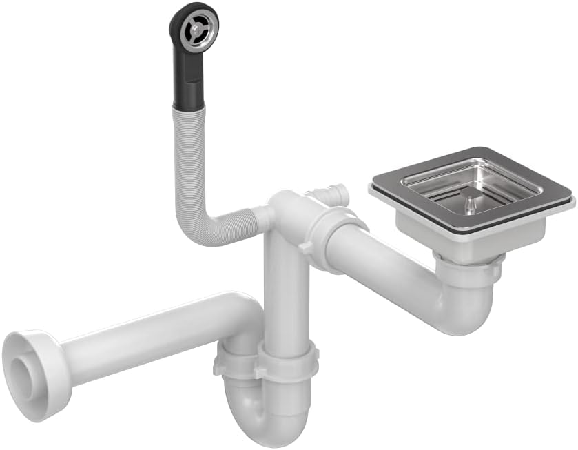 Quadron Wastafel granieten spoelbak spoelbak keuken | Grootte 55 x 42 x 22,5 cm Kleur: zwart & goud | DAVID 50 enkele gootsteen | granieten spoelbak | met handmatige sifon