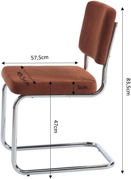 BAÏTA - Set van 2 stoelen Jack Corduroy Terre de Siena Chroom Metalen Poten