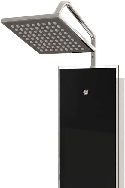 Douchepaneel – Douchezuil – Douchesysteem – Douchekolom – Regendouche – Roestvrij Staal & Gehard Glas – Zwart 18x45,5x130 cm