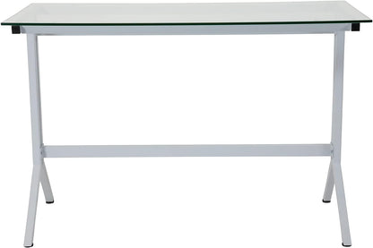 Flash Furniture Highland Collection Glass Computer Desk with Black Metal Frame modern Eén maat transparant/wit.
