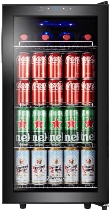 Kalamera KRC-86GE Beverage Refrigerator, Beer Fridge with Touch Control Panel, 3-18°C Cooling Zone, Bottle Refrigerator, 86 Litres, Blue LED Interior Light, 41 dB - QUORE