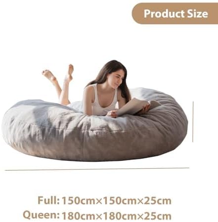 MAXYOYO Bean Bag Bed in Pear Shape Foldable Bean Bag Bed Bean Bag Bed Large Sofa with Plush Cover and Soft Filling for Adults Guests (Grey, 180 x 180 cm)