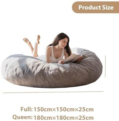 MAXYOYO Bean Bag Bed in Pear Shape Foldable Bean Bag Bed Bean Bag Bed Large Sofa with Plush Cover and Soft Filling for Adults Guests (Grey, 180 x 180 cm)