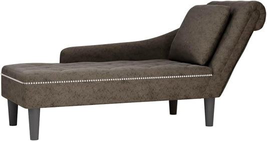vidaXL Chaise longue cushion and right armrest leatherette dark gray,chaise lounge chair,chaise lounge chair,lounge chair,chaise lounge chair