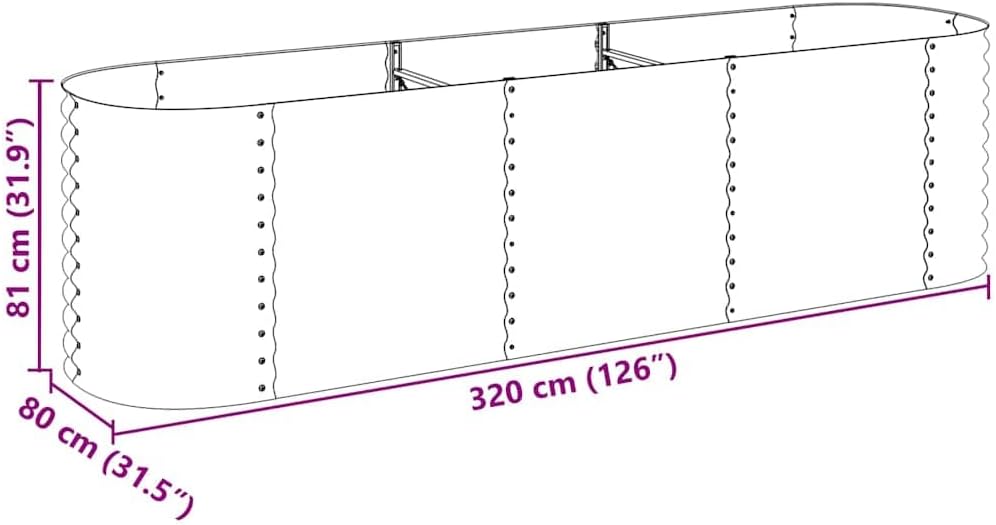 vidaXL Planter 320x80x81cm Galvanized Steel Silver Garden Container Flower Box - QUORE