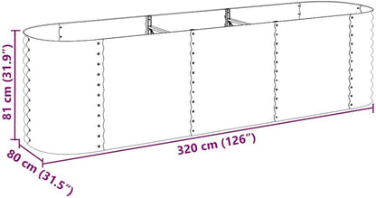 vidaXL Planter 320x80x81cm Galvanized Steel Silver Garden Container Flower Box - QUORE