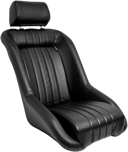 AutoStyle Sportstoel 'Classic' - Zwart Kunstleder - Vaste rugleuning + Hoofdsteun - incl. sledes