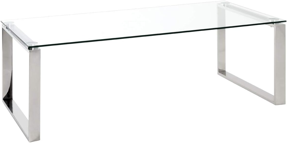 HAKU Möbel Salontafel roestvrij staal, Roestvrij staal, veiligheidsglas 8 mm - Maat: B 120 cm x H 40 cm x D 60 cm, Stijl: Modern