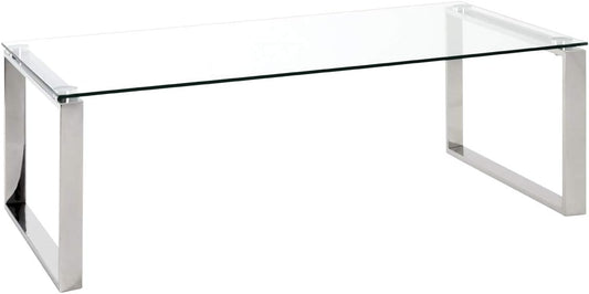HAKU Möbel Salontafel roestvrij staal, Roestvrij staal, veiligheidsglas 8 mm - Maat: B 120 cm x H 40 cm x D 60 cm, Stijl: Modern