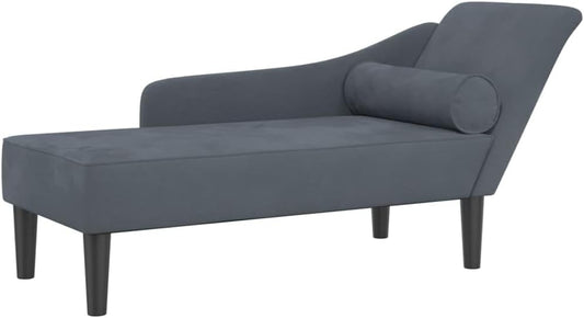 Chaise Longue – Lounge Sofa – Sofa – Fauteuil – Loungeset – Donkergrijs – Fluwelen Bekleding – Compact Formaat