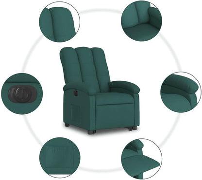 Relaxstoel – Elektrische Relaxstoel – Opstahulp Stoel – Tv-Stoel – Ligstoel – Donkergroene Stof – Elektrisch Kantelsysteem – Max 135° Ligfunctie
