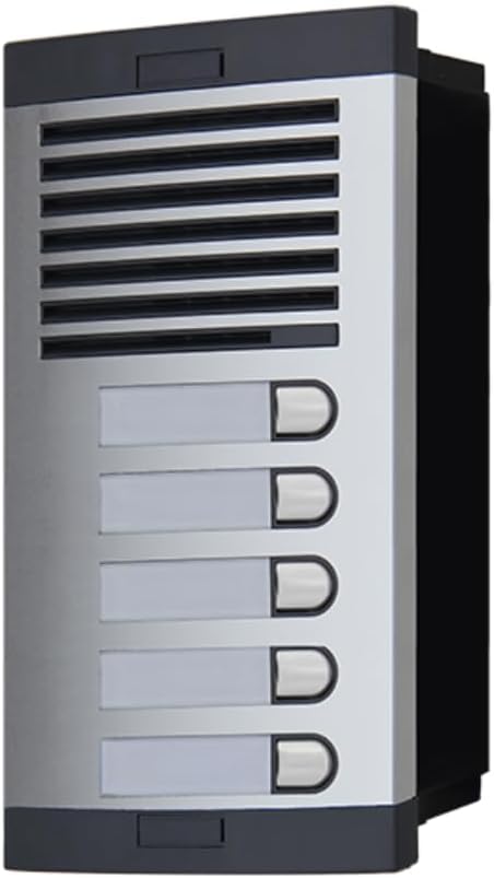 Automatische deurintercom met analoog systeem 4+n, voor gemeenschappen, compleet: straatbord, telefoons, inbouwdoos en voeding. Hoge kwaliteit van productie (5 appartementen)