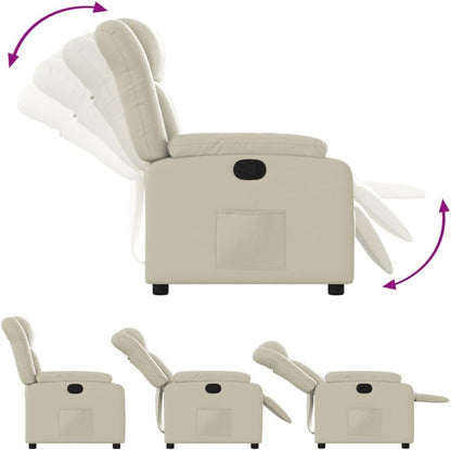 Relaxstoel crème kunstleer TV fauteuil met ligfunctie, enkele ligstoel relaxstoel voor woonkamer, slaapkamer handmatig kantelsysteem MA8 - QUORE