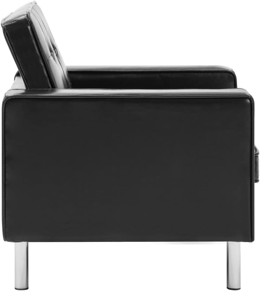Black Faux Leather Armchair Furniture Living Room Armchair Recliner Chair Bedroom Chair - QUORE